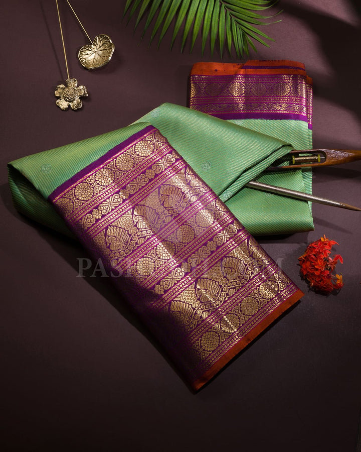 Dual Shaded Green With Purple Kanjivaram Silk Saree-S1236(F)