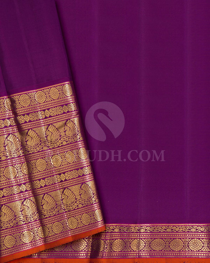 Dual Shaded Green With Purple Kanjivaram Silk Saree-S1236(F)