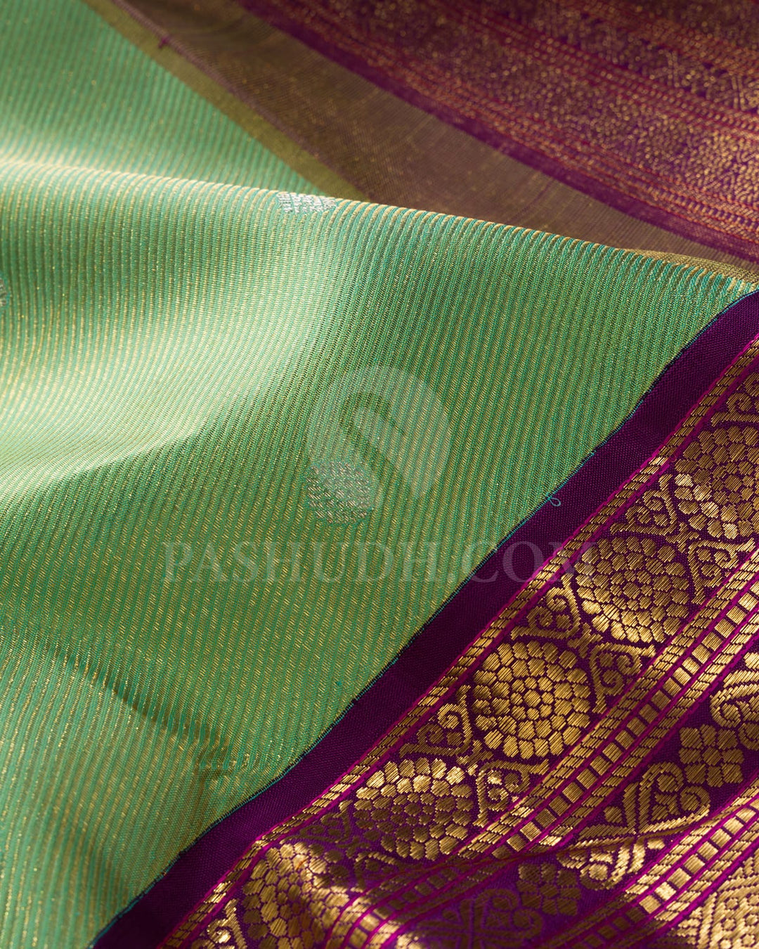Dual Shaded Green With Purple Kanjivaram Silk Saree-S1236(F)