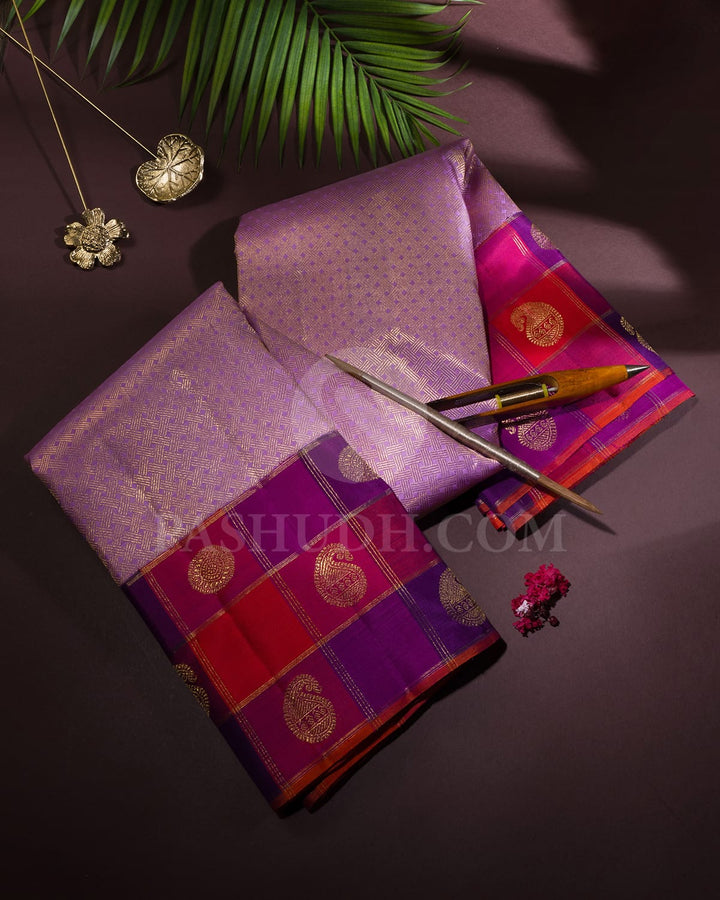 Purpureus Purple With Multicolored Kanjivaram Silk Saree-S1685(C)