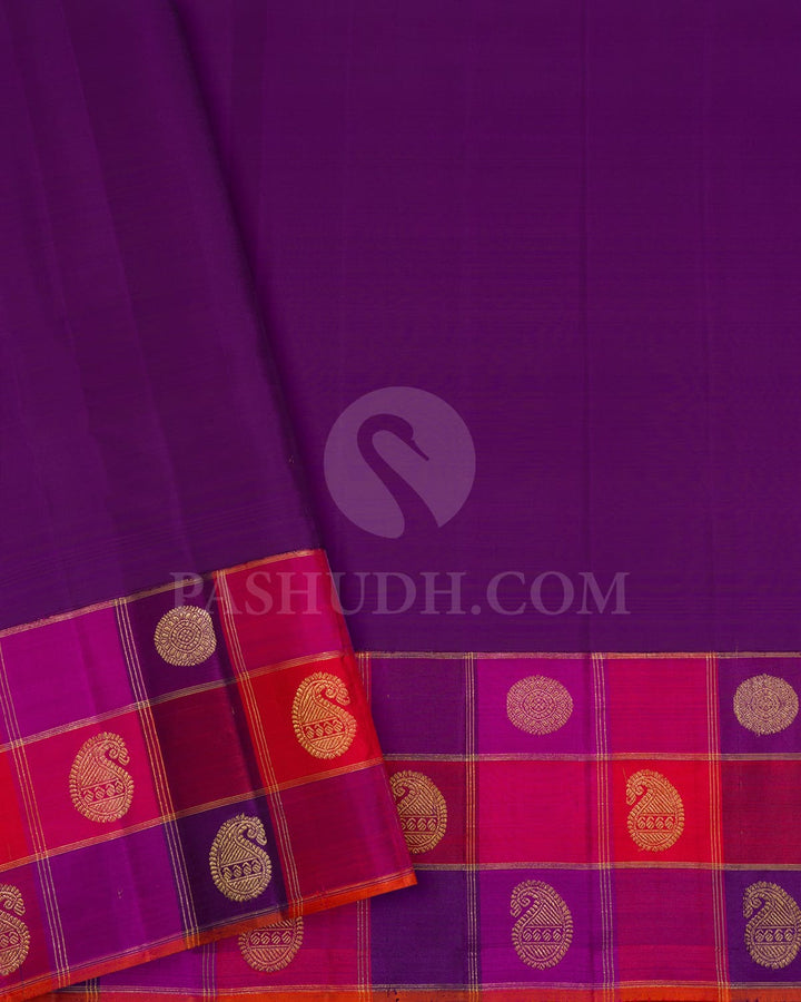 Purpureus Purple With Multicolored Kanjivaram Silk Saree-S1685(C)