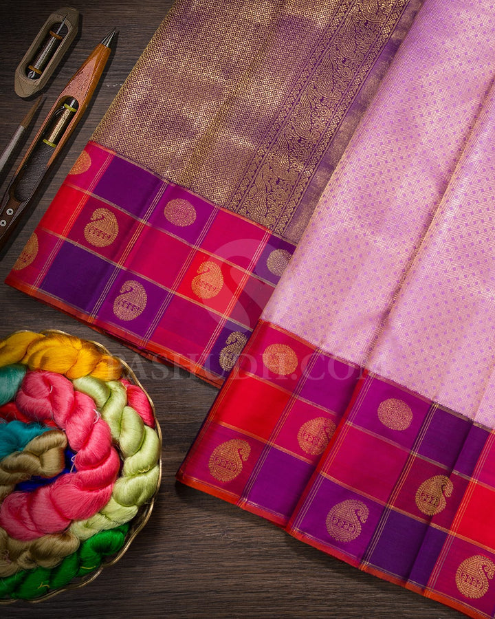 Purpureus Purple With Multicolored Kanjivaram Silk Saree-S1685(C)