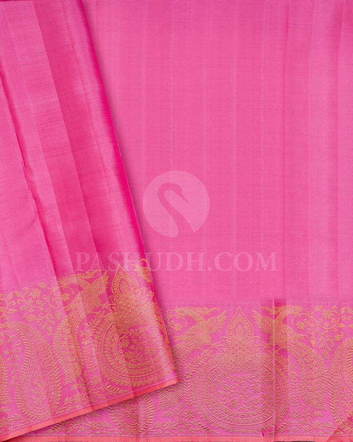 Pista Green With Pastel Pink Shimmer Kanjivaram Silk Saree-S1640(C)