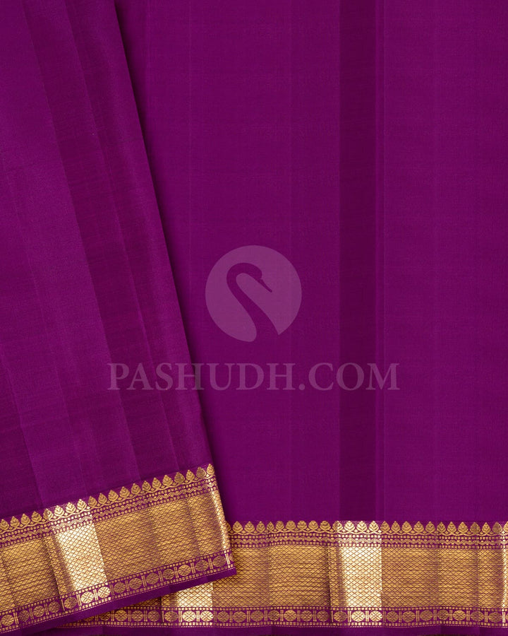 Palatinate Purple With Mango Yellow Kanjivaram Silk Saree-S1703(E)