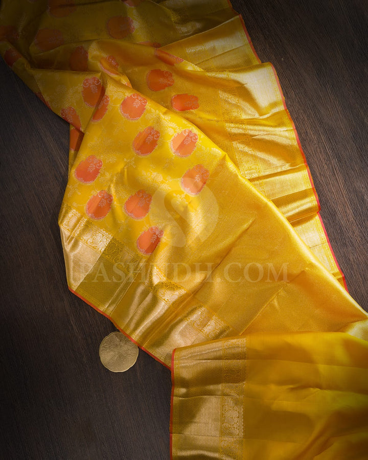 Mango Yellow Kanjivaram Silk Saree-S1762(B)