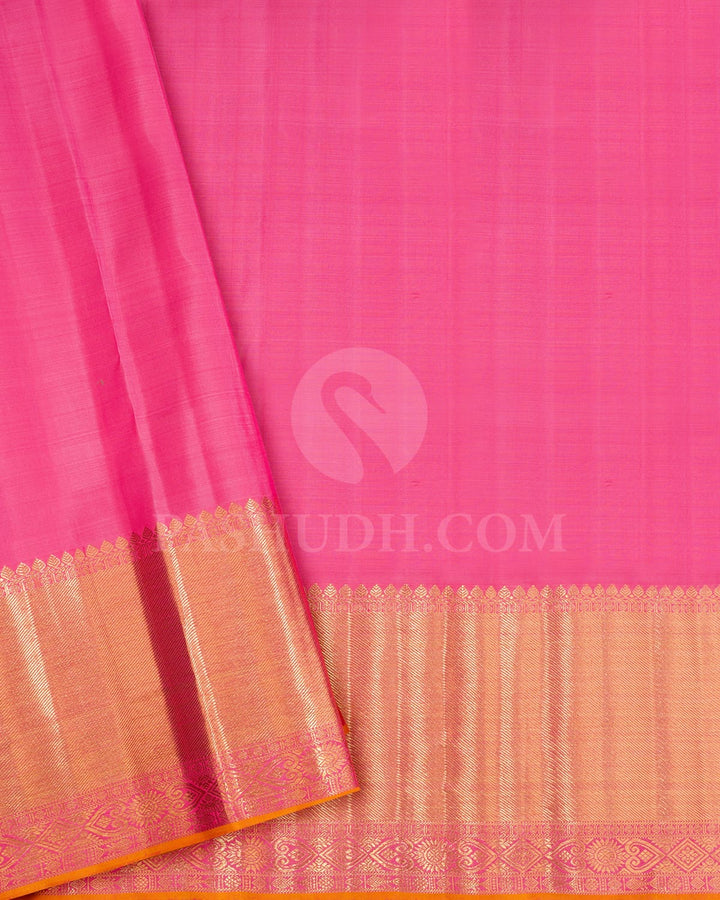 Dual Shaded Space Cadet Blue With Punch Pink Vanasingaram Kanjivaram Silk Saree-S1715(B)