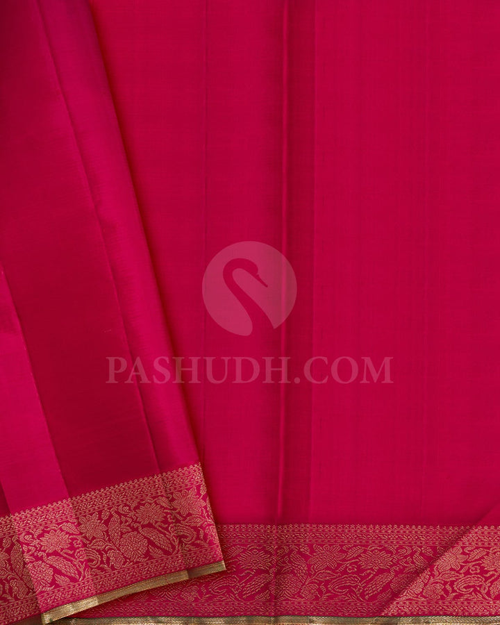 Aqua Mist With Raspberry Pink Kanjivaram Silk Saree-S1737(B)