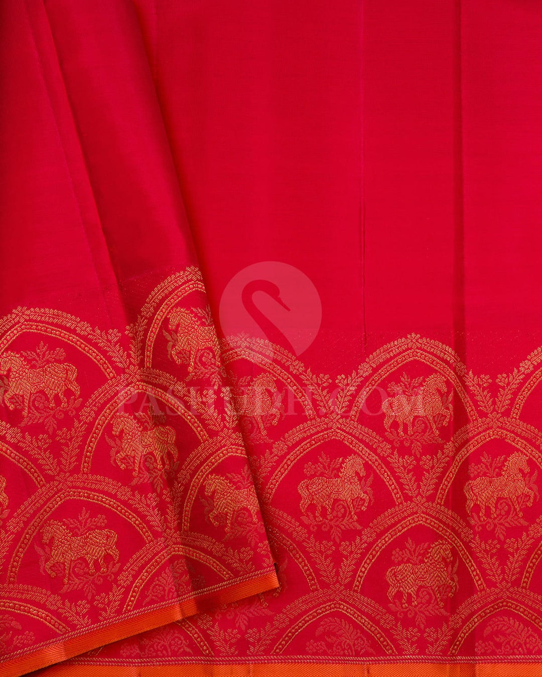 Peach With Red Shimmer Kanjivaram Silk Saree-S1768(A)