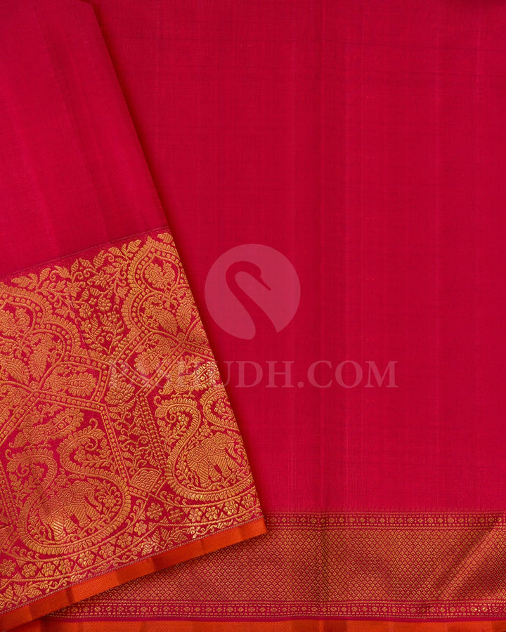 Bottle Green With Red Traditional Kanjivaram Silk Saree-S1769(A)