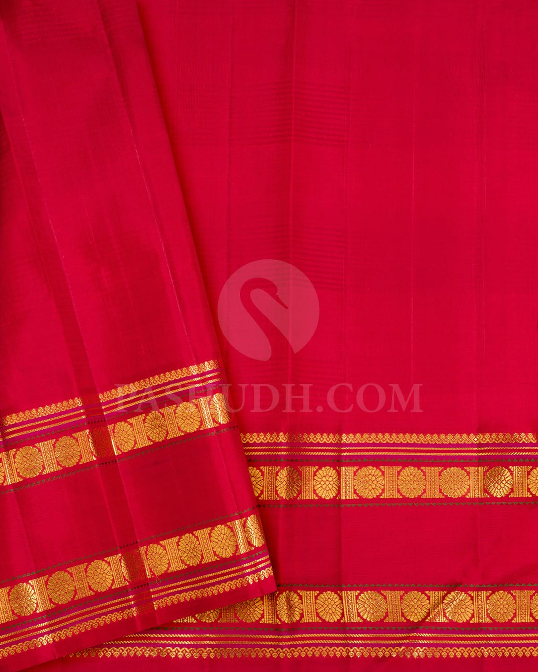 Black With Bright Red Traditional Kanjivaram Silk Saree-S1532(C)