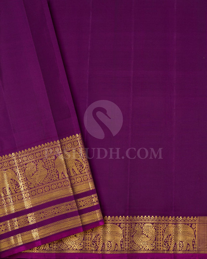 Light Seafoam Blue With Purple Bridal Kanjivaram Silk Saree-S1676(D)
