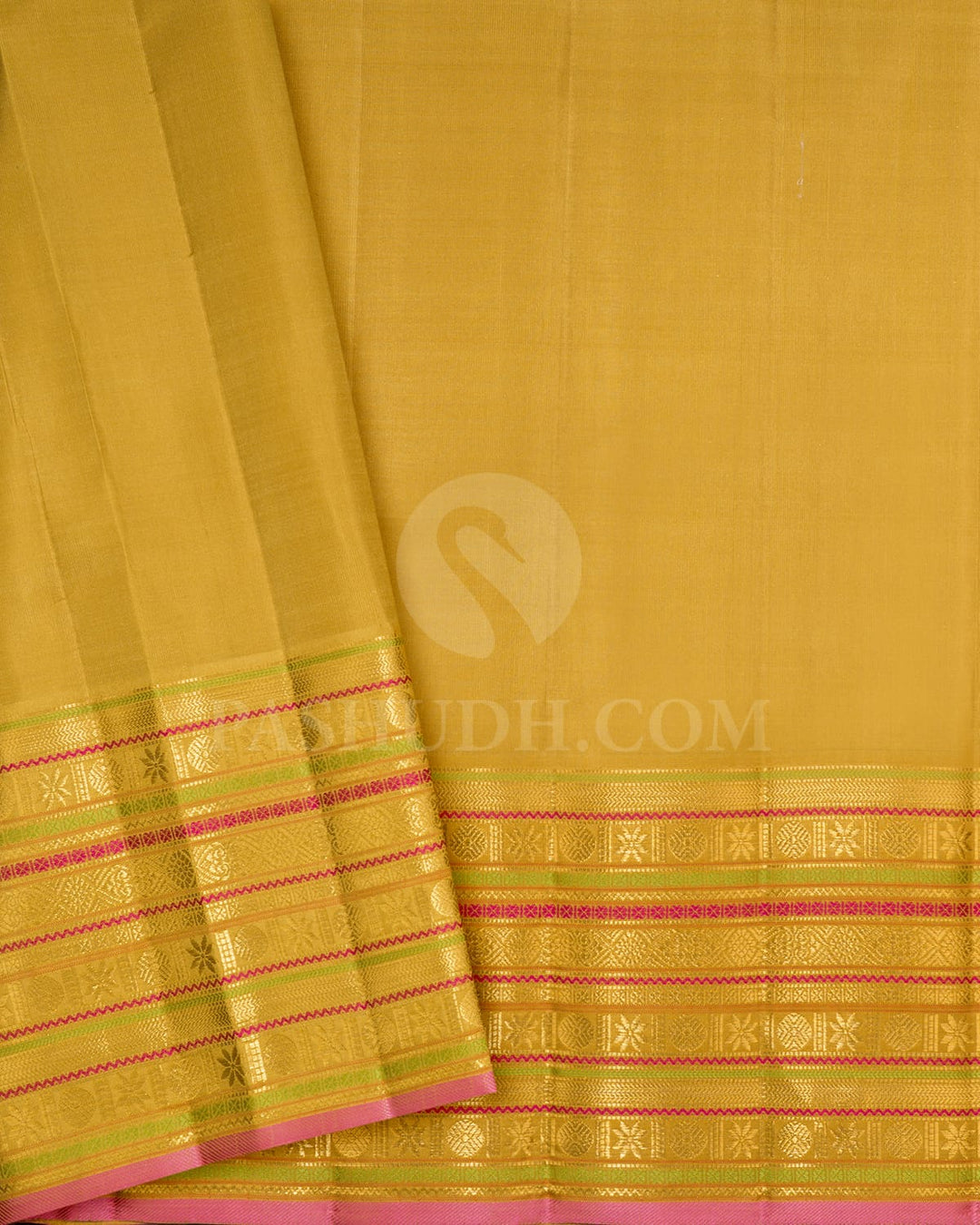 Olive Green With Aniseed Green Kanjivaram Silk Saree-S1062(Q)