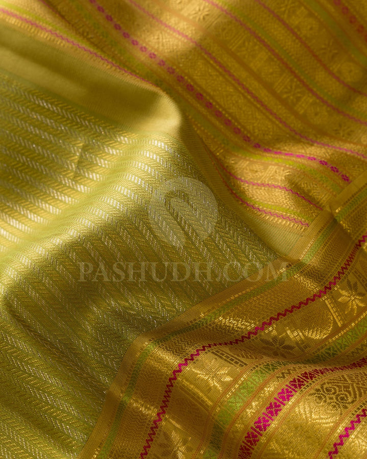 Olive Green With Aniseed Green Kanjivaram Silk Saree-S1062(Q)