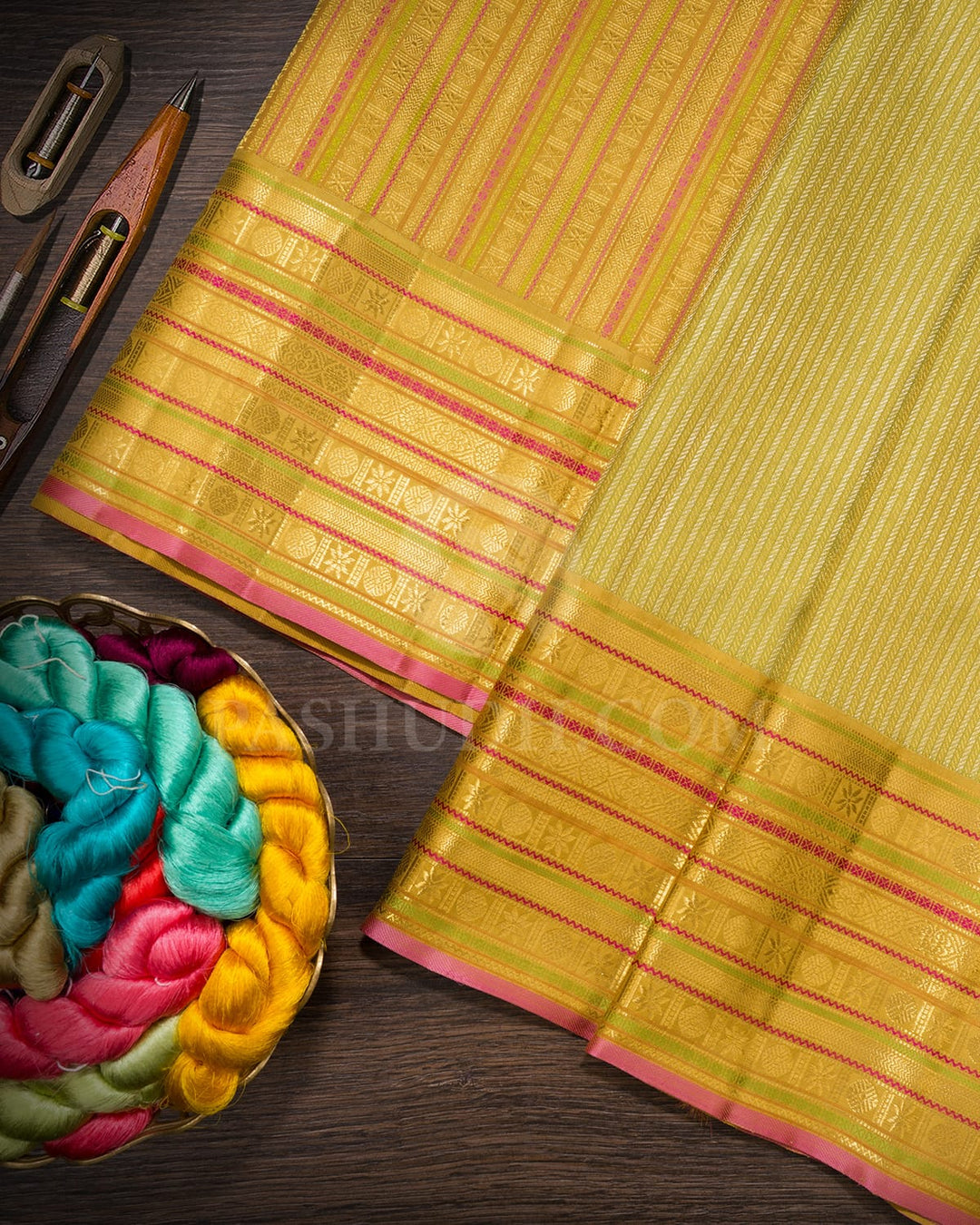 Olive Green With Aniseed Green Kanjivaram Silk Saree-S1062(Q)