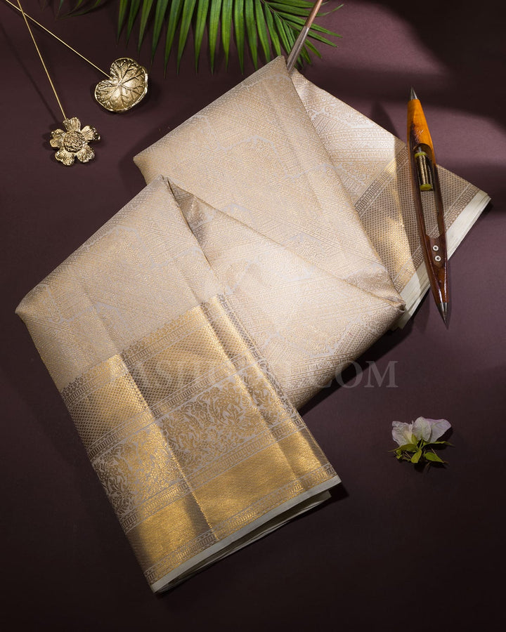 Half White Bridal Kanjivaram Silk Saree-DA9