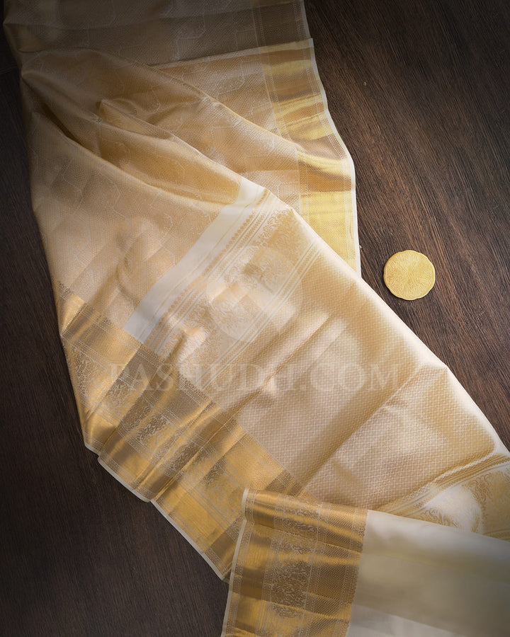 Half White Bridal Kanjivaram Silk Saree-DA9