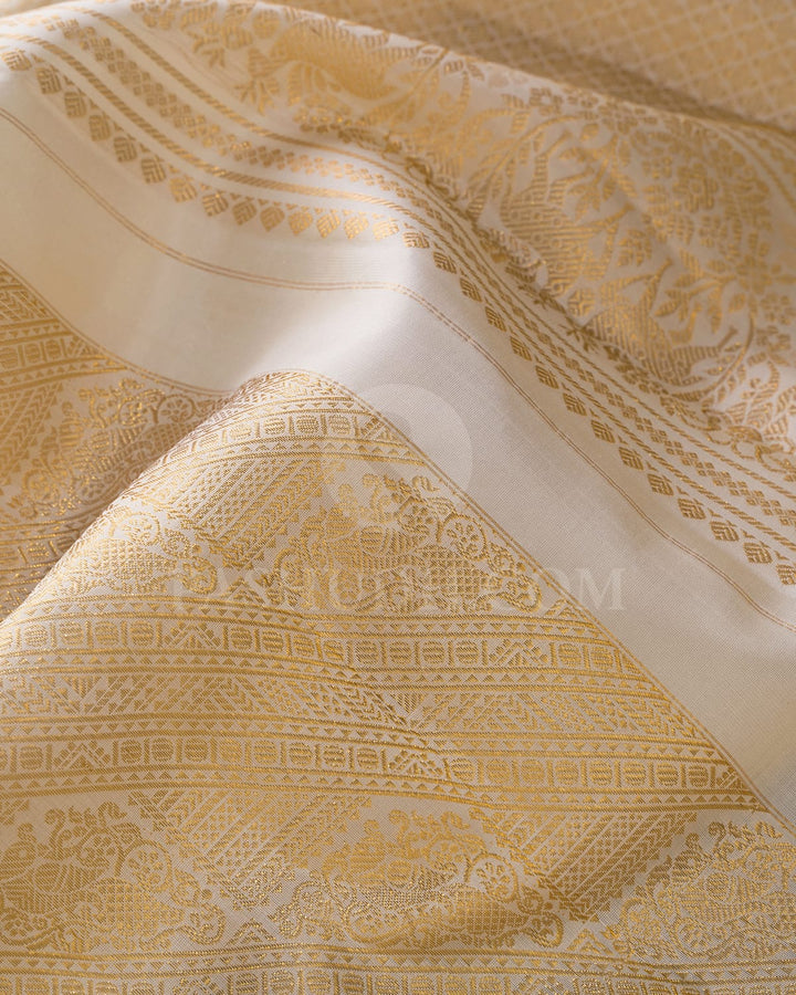 Half White Bridal Kanjivaram Silk Saree-DA9
