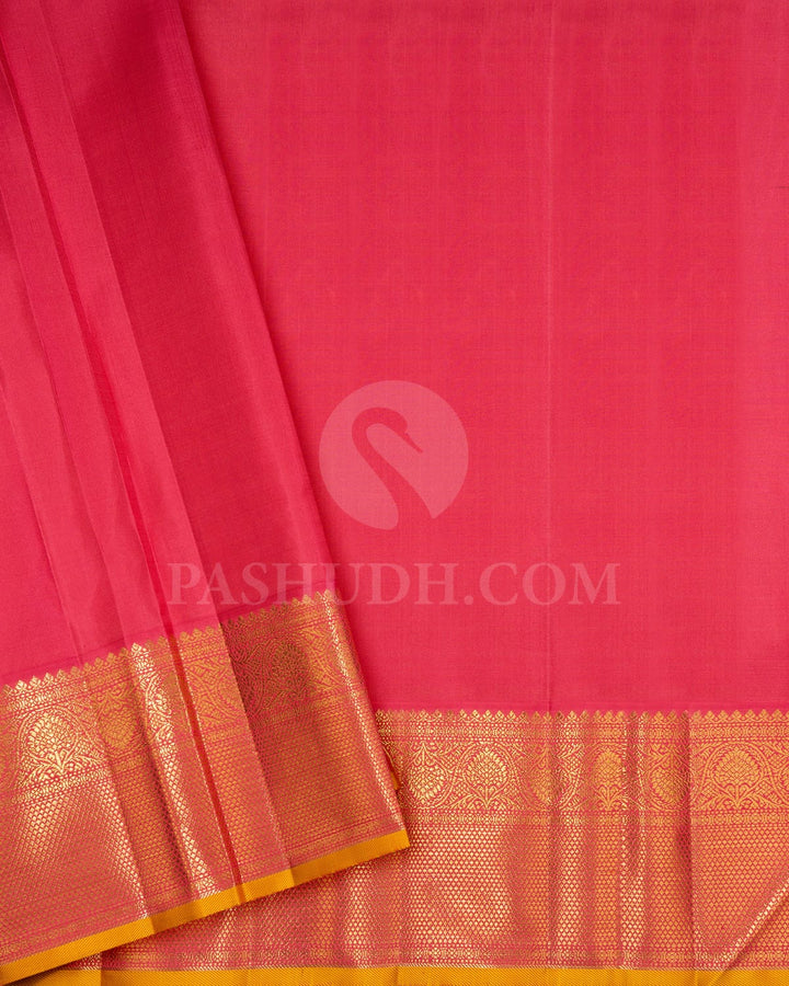 Lilac Luster With Salmon Pink Kanjivaram Silk Saree-S1770(A)