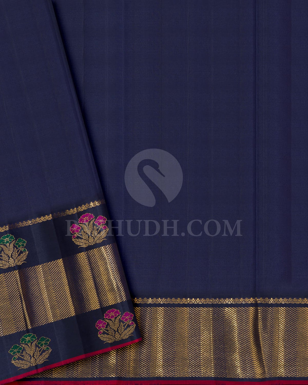 Yellow And Peach With Navy Blue Kanjivaram Silk Saree-S1728(B)