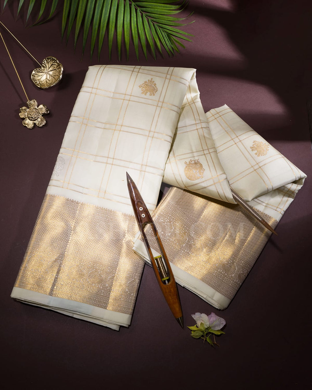 Half White Bridal Kanjivaram Silk Saree-DA10