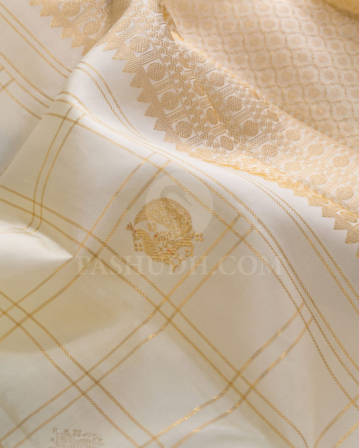 Half White Bridal Kanjivaram Silk Saree-DA10