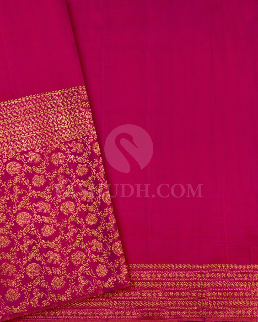 Punch Pink With Dual Shaded Raspberry Pink Kanjivaram Silk Saree-S1095(F)