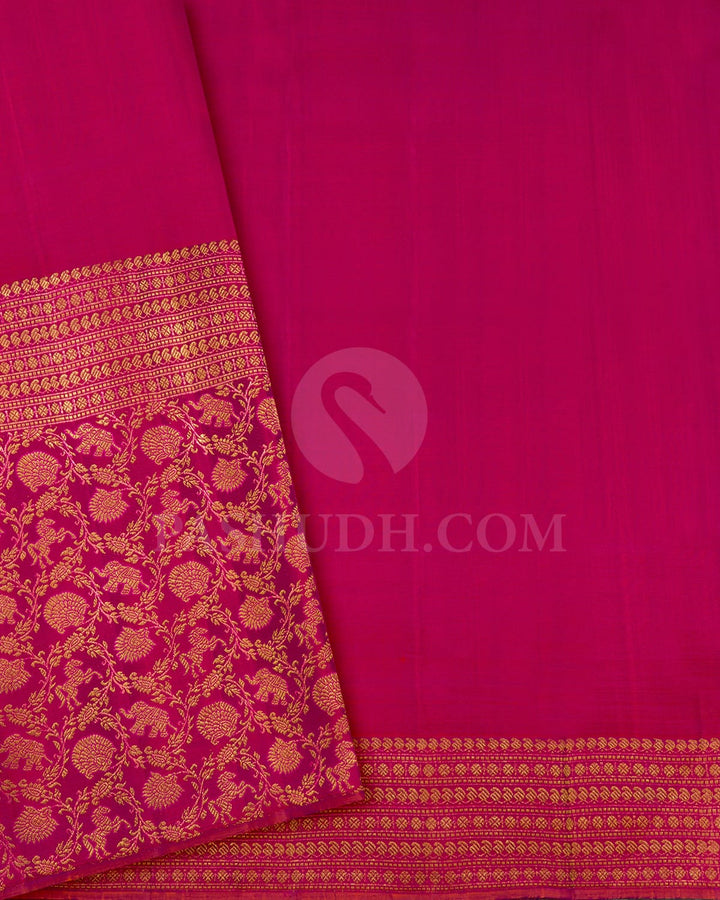 Punch Pink With Dual Shaded Raspberry Pink Kanjivaram Silk Saree-S1095(F)