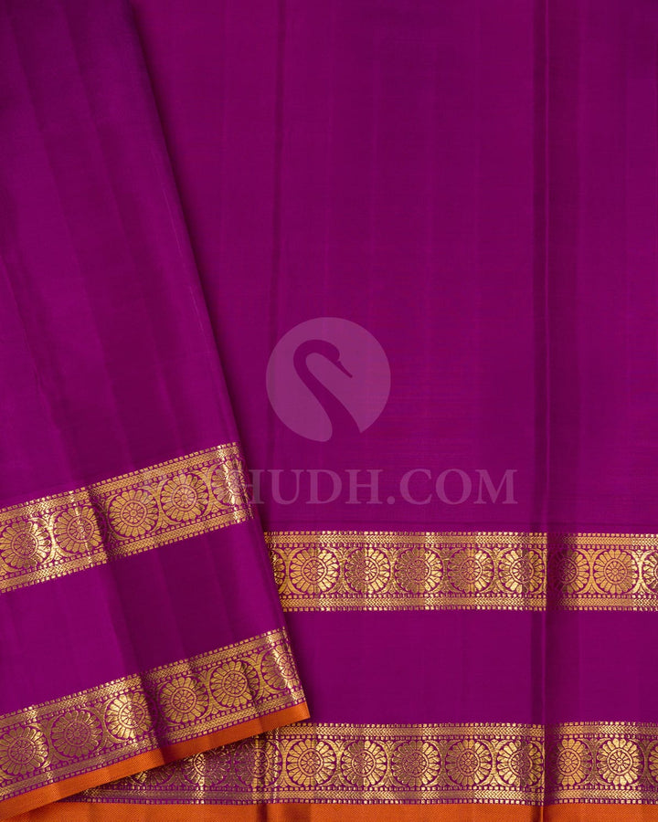Sapphire Green With Purple Kanjivaram Silk Saree-S1748(B)