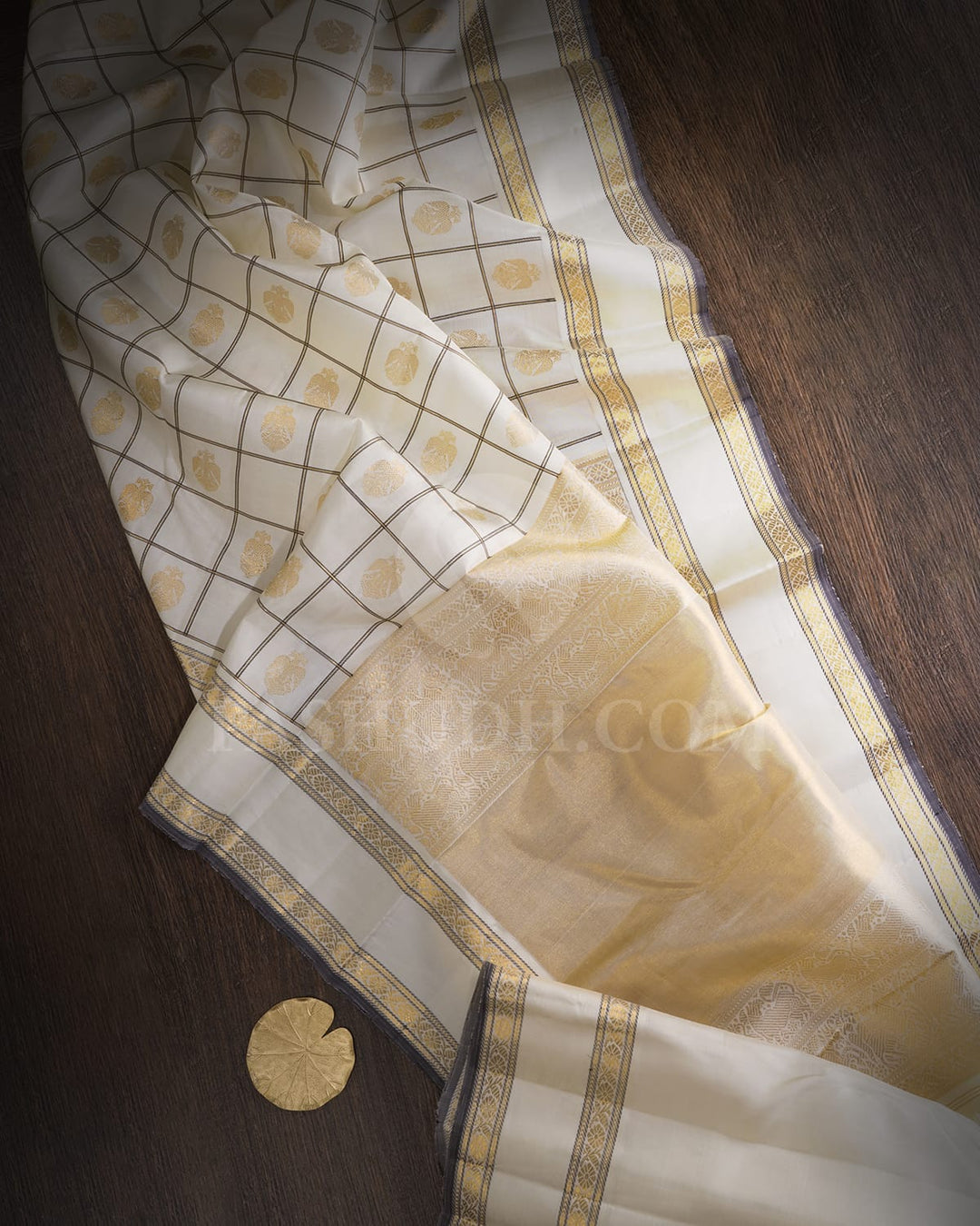 Half White Kanjivaram Silk Saree-S1717(B)