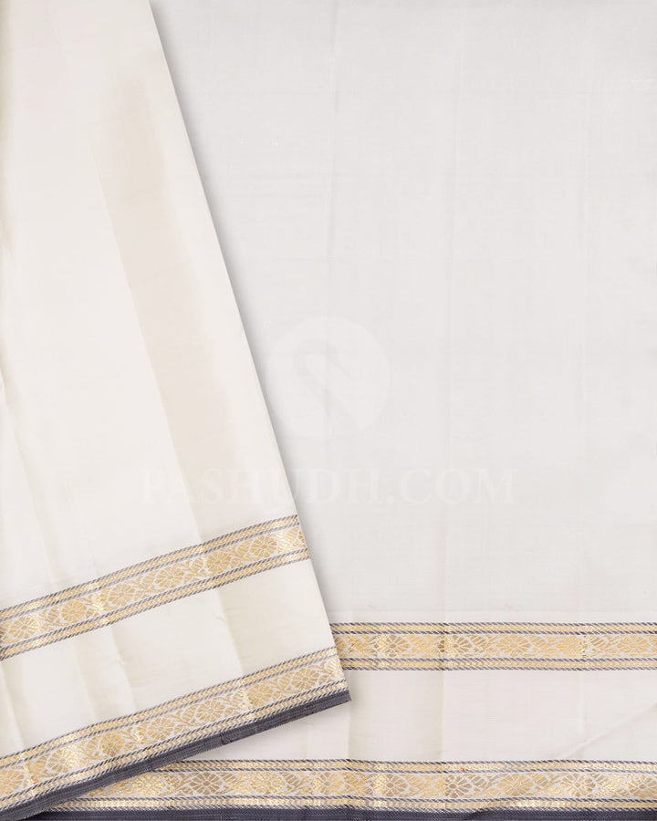 Half White Kanjivaram Silk Saree-S1717(B)