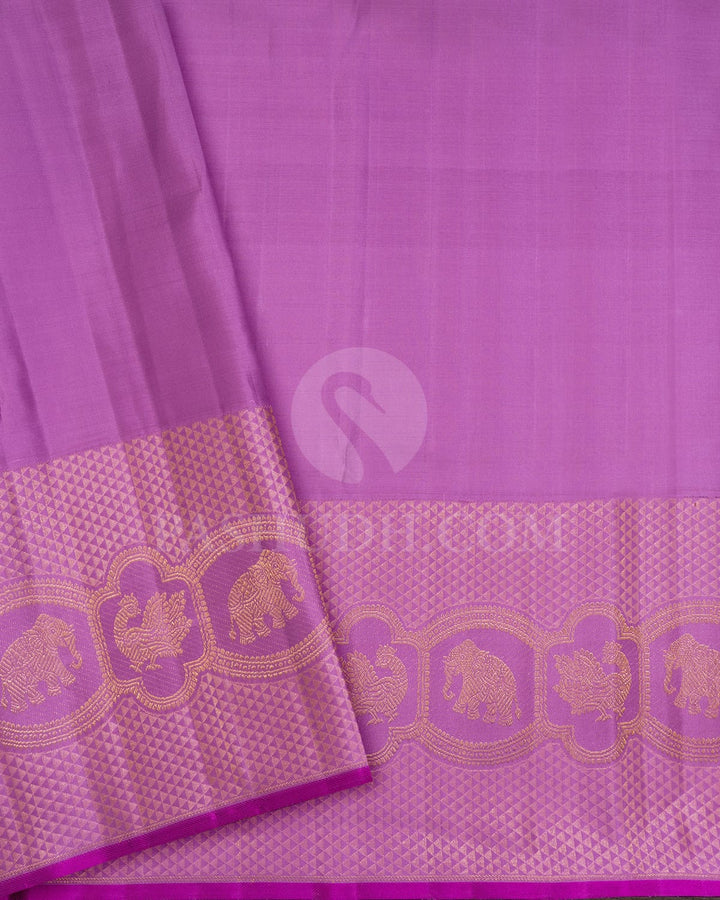 Sky Blue With Bright Lilac Kanjivaram Silk Saree-S1585(E)
