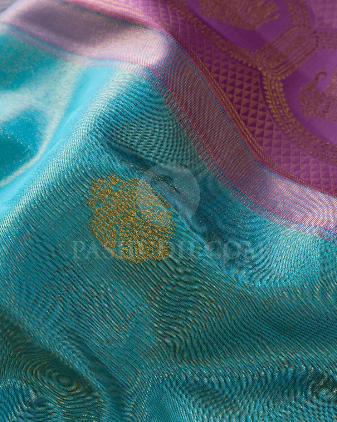 Sky Blue With Bright Lilac Kanjivaram Silk Saree-S1585(E)