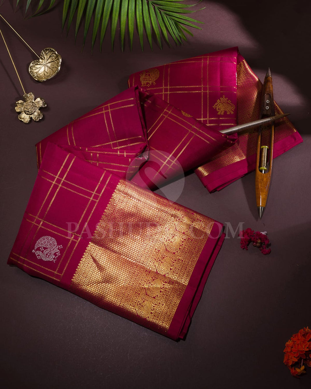Kumkum Maroon Bridal Kanjivaram Silk Saree-DA11