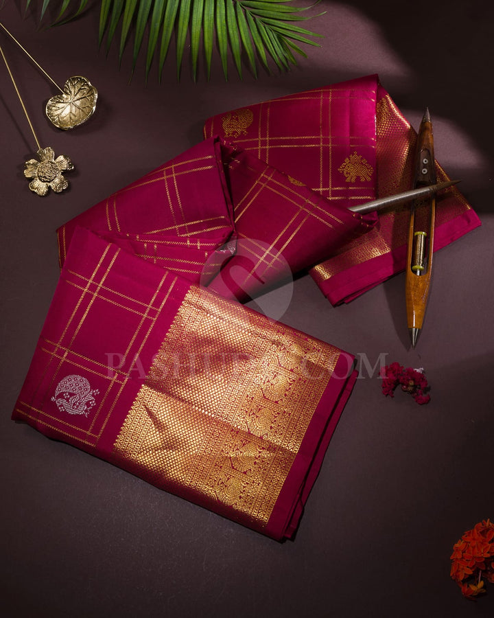 Kumkum Maroon Bridal Kanjivaram Silk Saree-DA11