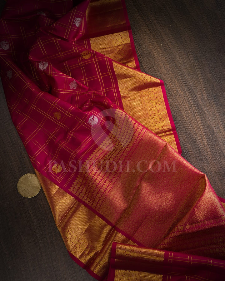 Kumkum Maroon Bridal Kanjivaram Silk Saree-DA11
