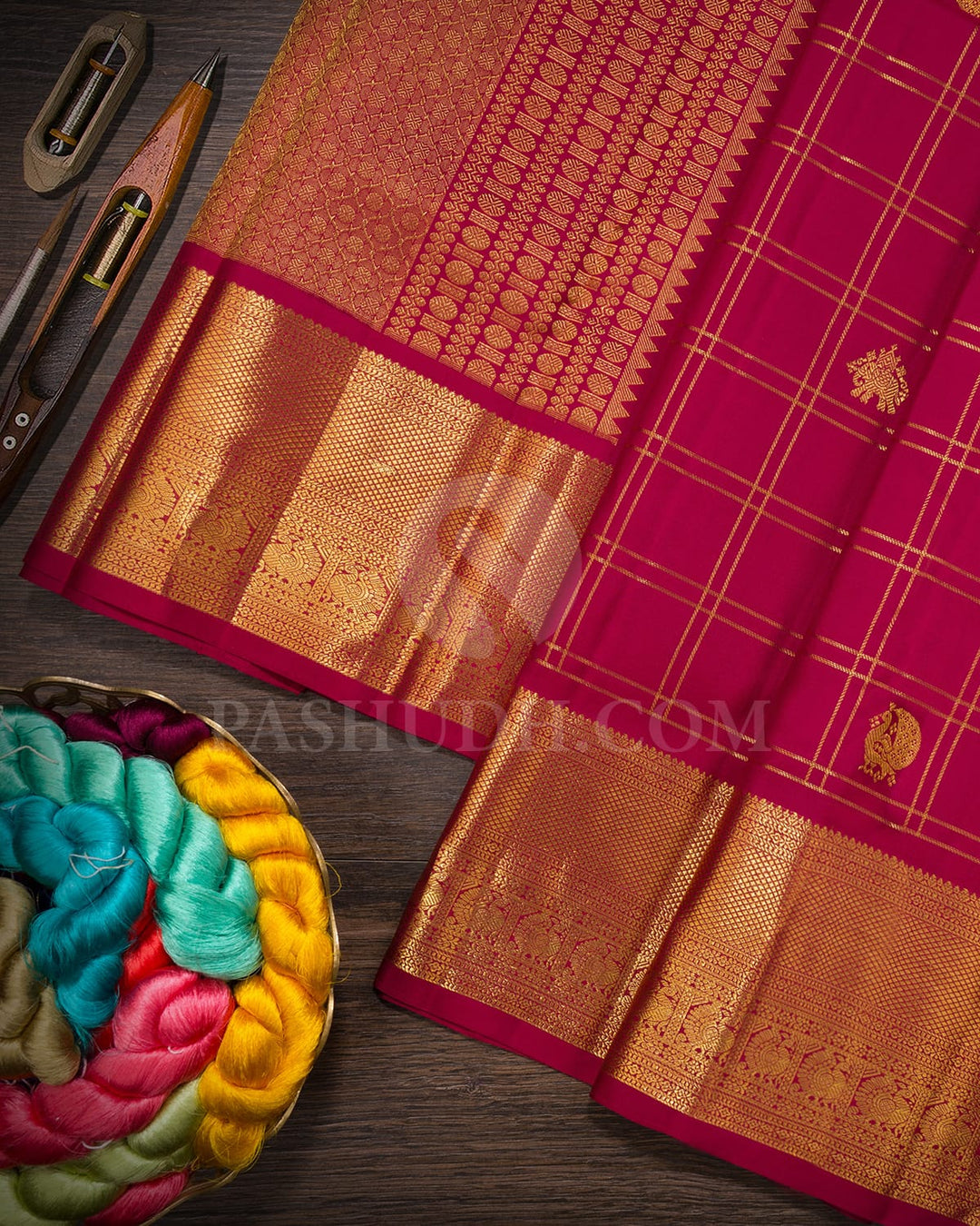 Kumkum Maroon Bridal Kanjivaram Silk Saree-DA11