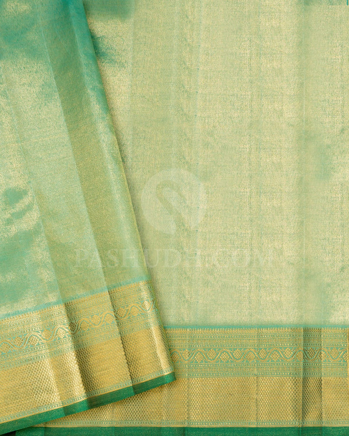 Glacier Grey With Dual Shaded Turquoise Kanjivaram Silk Saree-S1364(F)