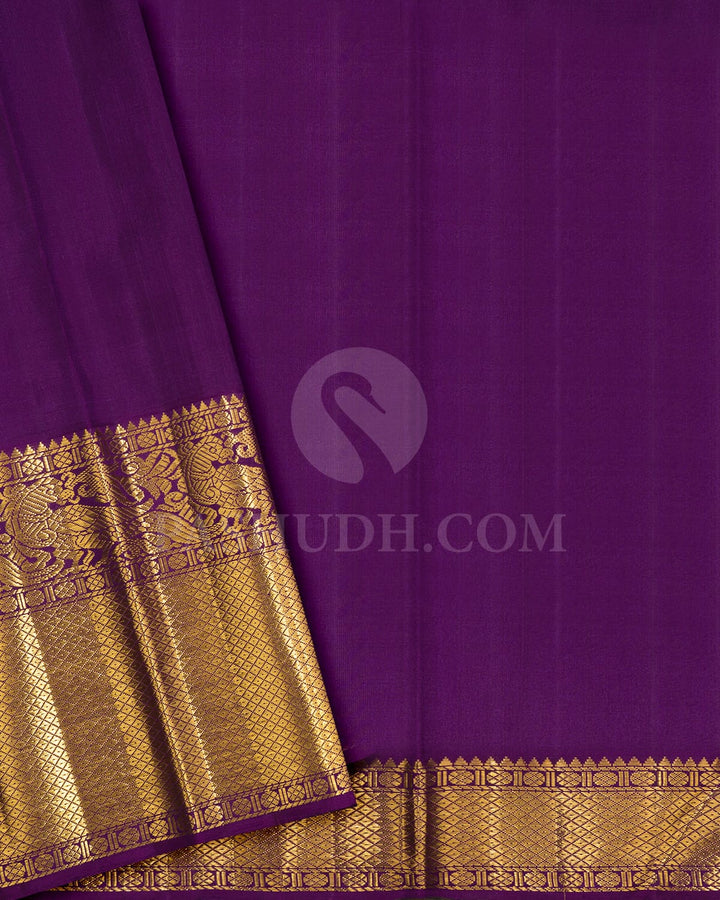 Powder Blue With Violet  Organza Shimmer Bridal Kanjivaram Silk Saree-S1765(A)