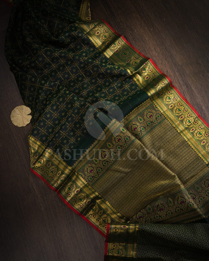 Bottle Green Kanjivaram Silk Saree-DJ456(B)