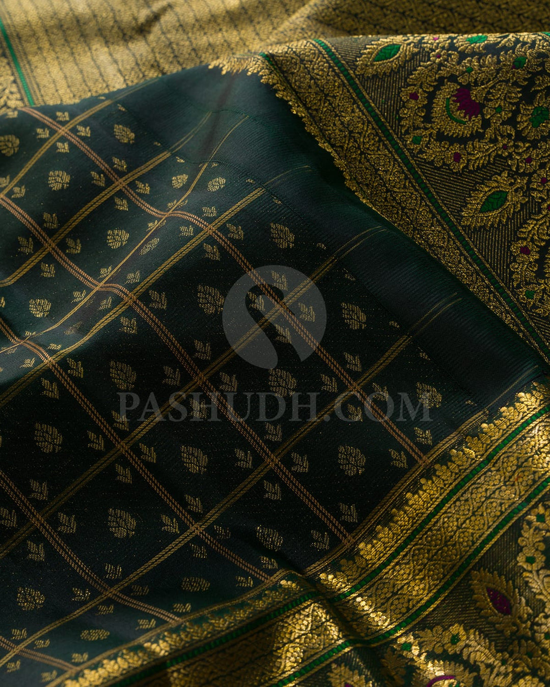 Bottle Green Kanjivaram Silk Saree-DJ456(B)