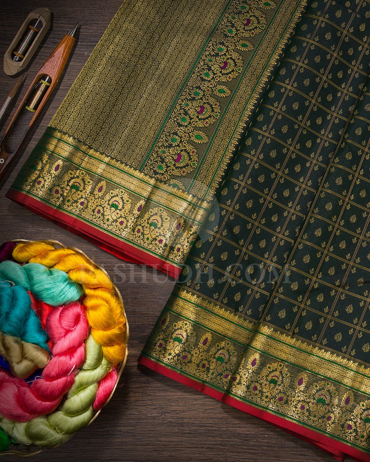 Bottle Green Kanjivaram Silk Saree-DJ456(B)