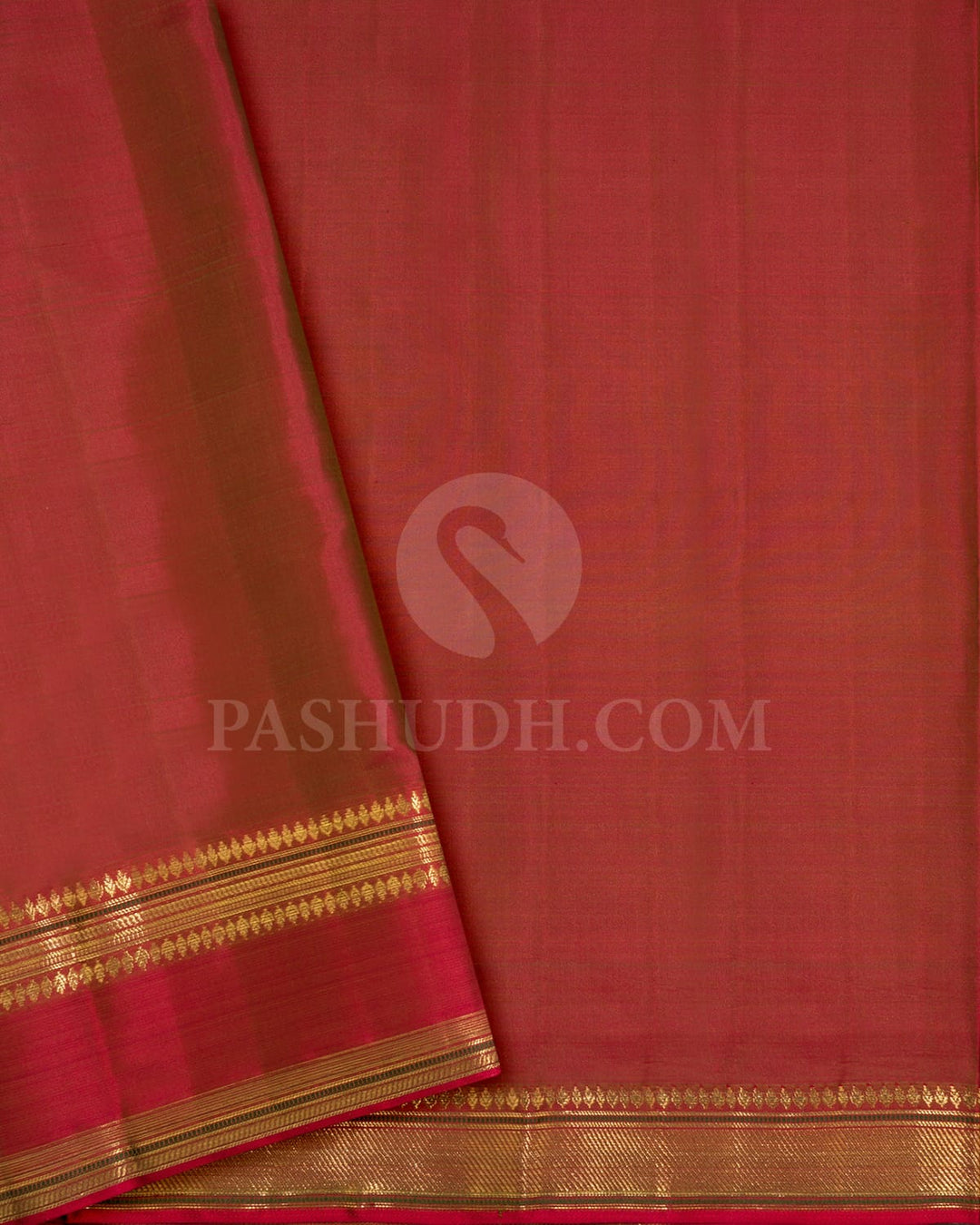 Cream,Olive Green And Khaki Kanjivaram Silk Saree-D695(A)