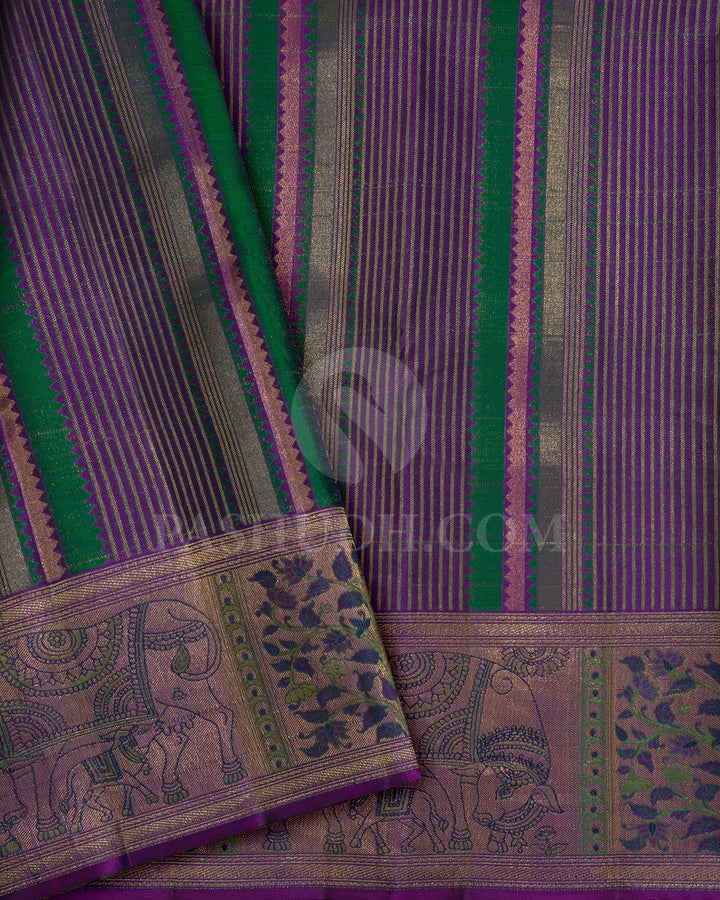 Deep Royal Blue With Dual Shaded Purple Kanjivaram Silk Saree-DJ441(B)