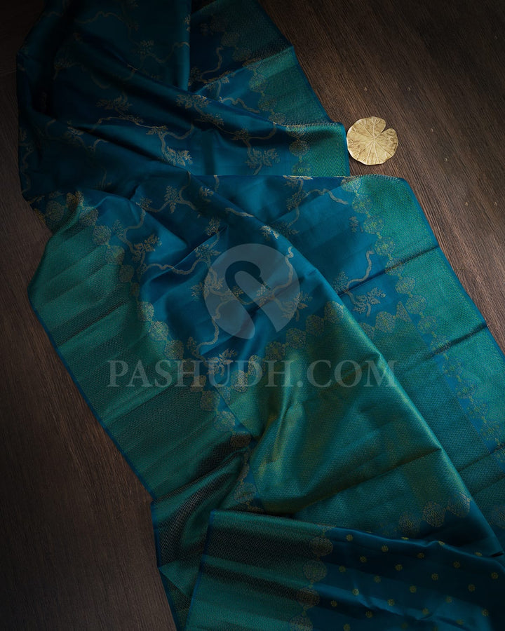Teal Blue Kanjivaram Silk Saree-D680(B)