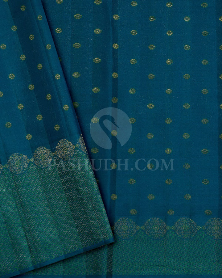 Teal Blue Kanjivaram Silk Saree-D680(B)