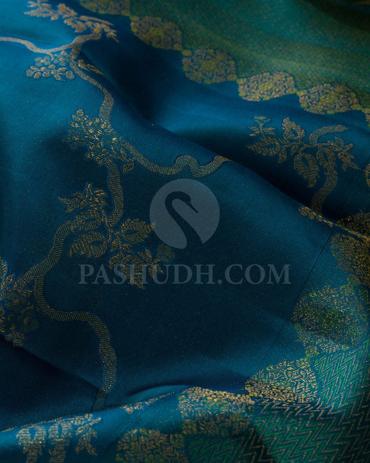 Teal Blue Kanjivaram Silk Saree-D680(B)