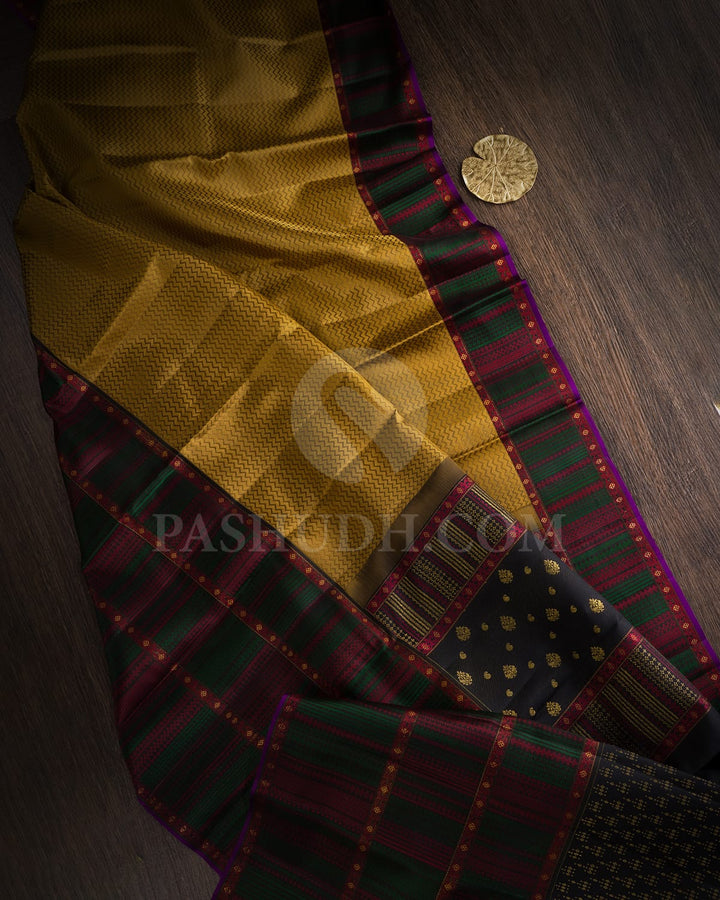 Antique Gold With Black Kanjivaram Silk Saree-DJ457(A)