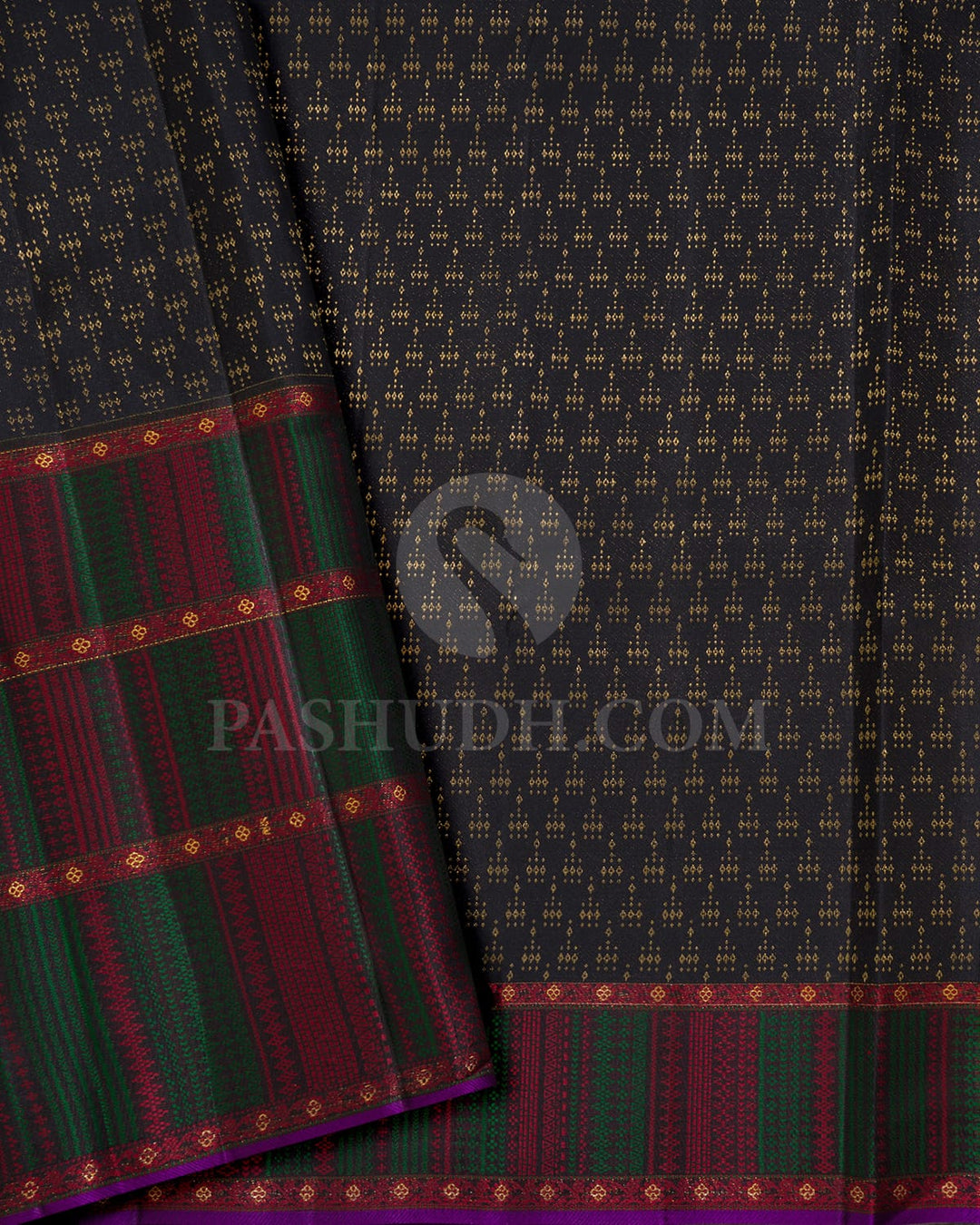 Antique Gold With Black Kanjivaram Silk Saree-DJ457(A)