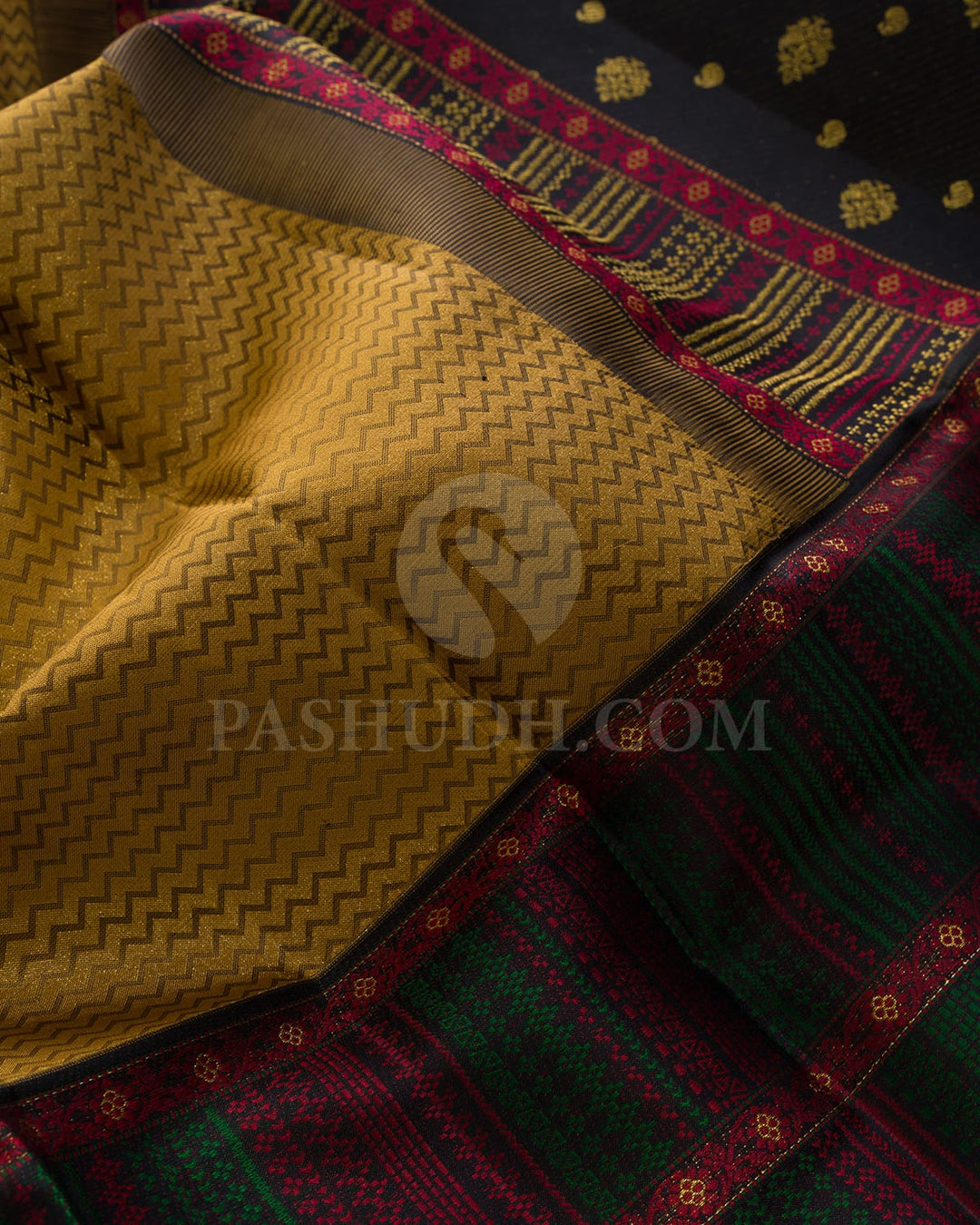 Antique Gold With Black Kanjivaram Silk Saree-DJ457(A)