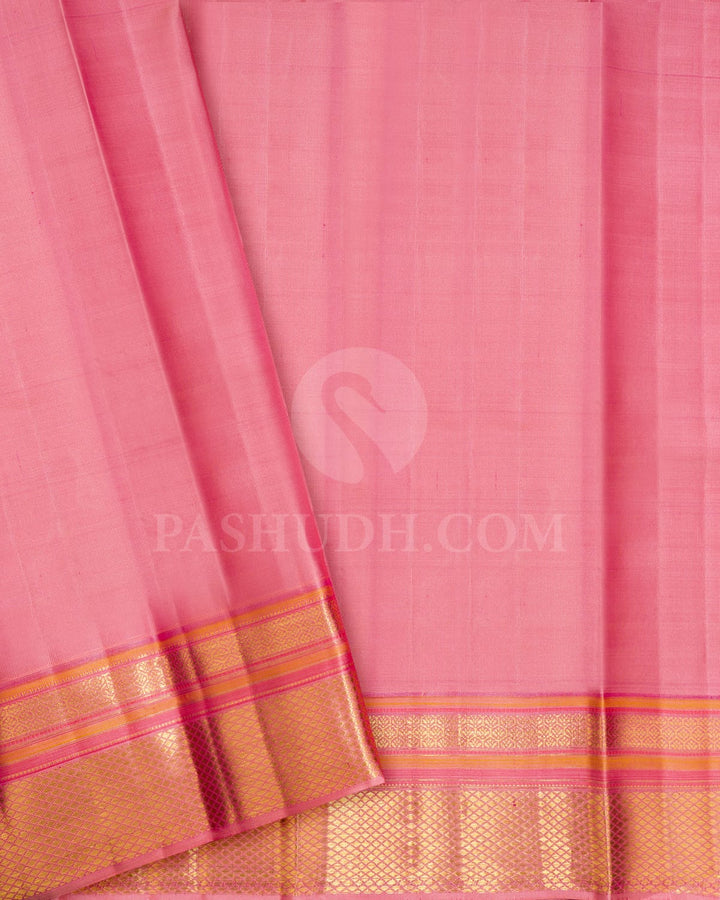 Multicolor With Pastel Pink Kanjivaram Silk Saree-D661(F)